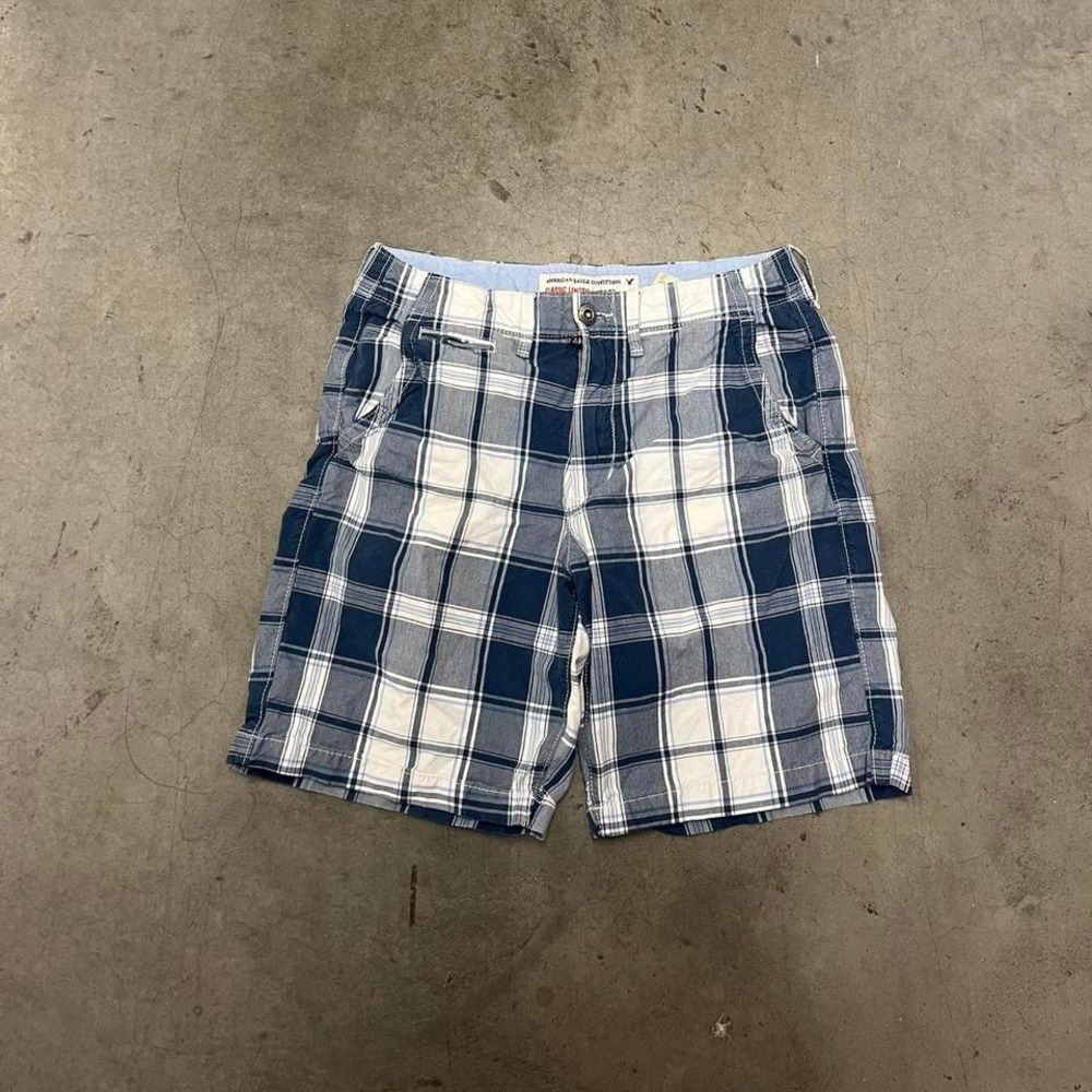 Y2k American Eagle Plaid Patchwork Shorts - image 3